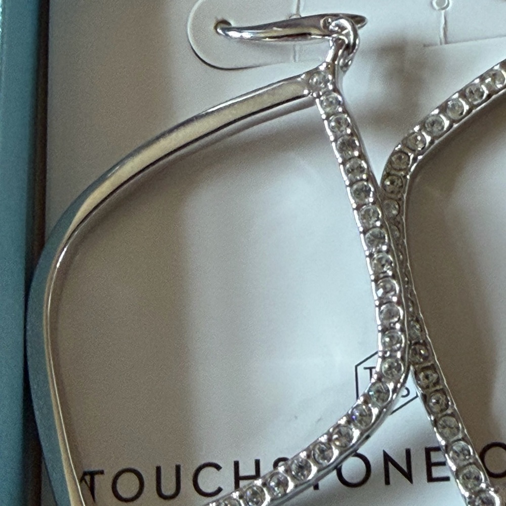 Touchstone Crystal Silver Hoop Earrings - Picture 3 of 4